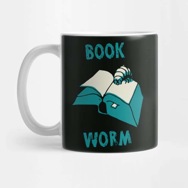 BookWorm Reading Blue Stamp by katmargoli